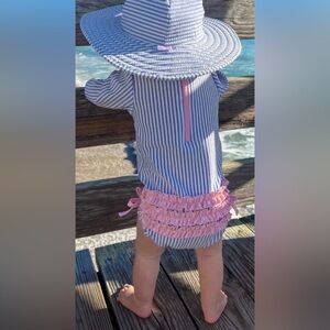 Ruffle Butts Periwinkle Blue Seersucker size 3-6 months